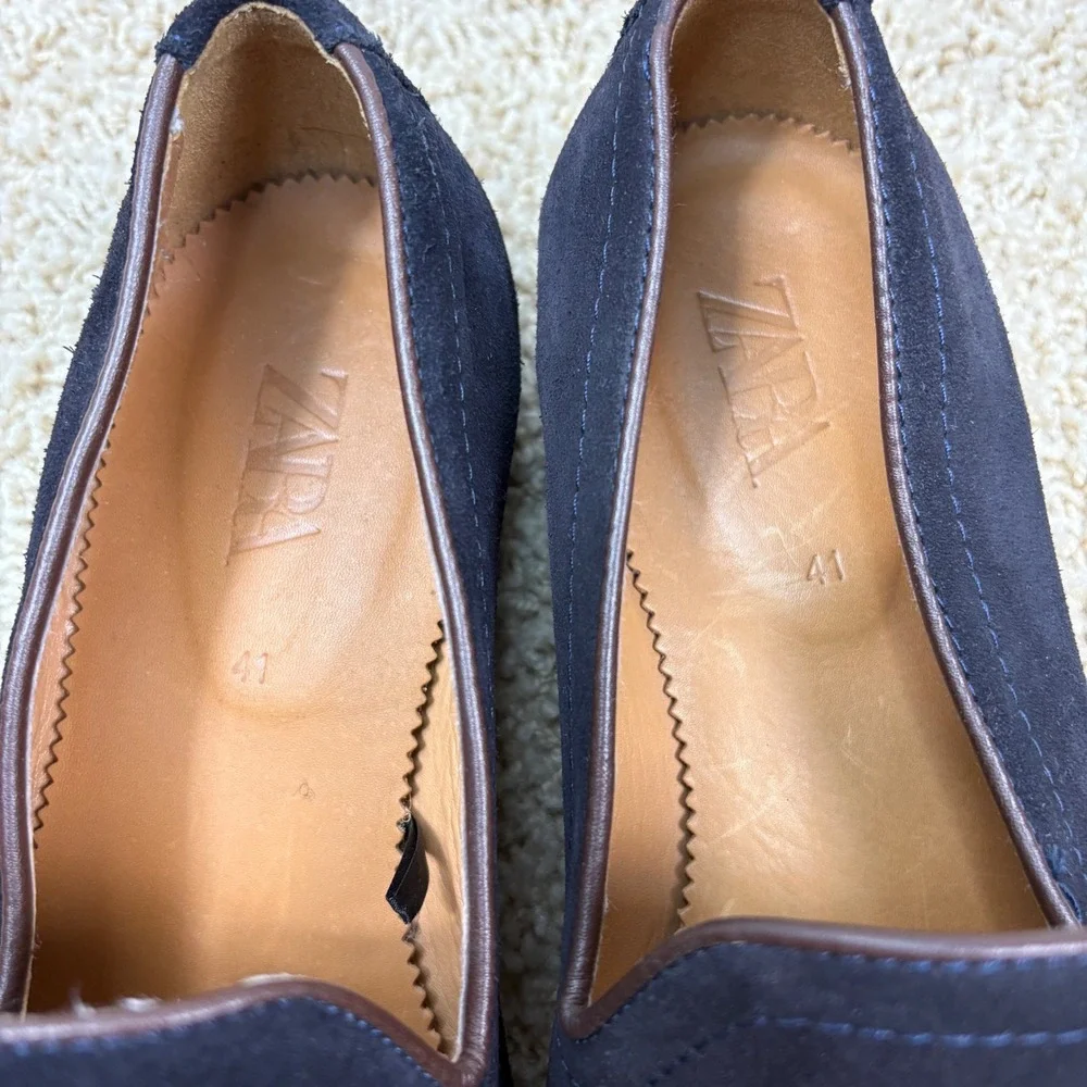 ZARA Mens Black Suede Loafers Slip On Dress Shoes‎ EU 41 US 8 265/95